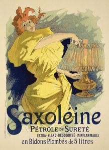 Reprodukcja plakatu reklamującego „Saxoleine”, bezpieczny olej parafinowy, 1896